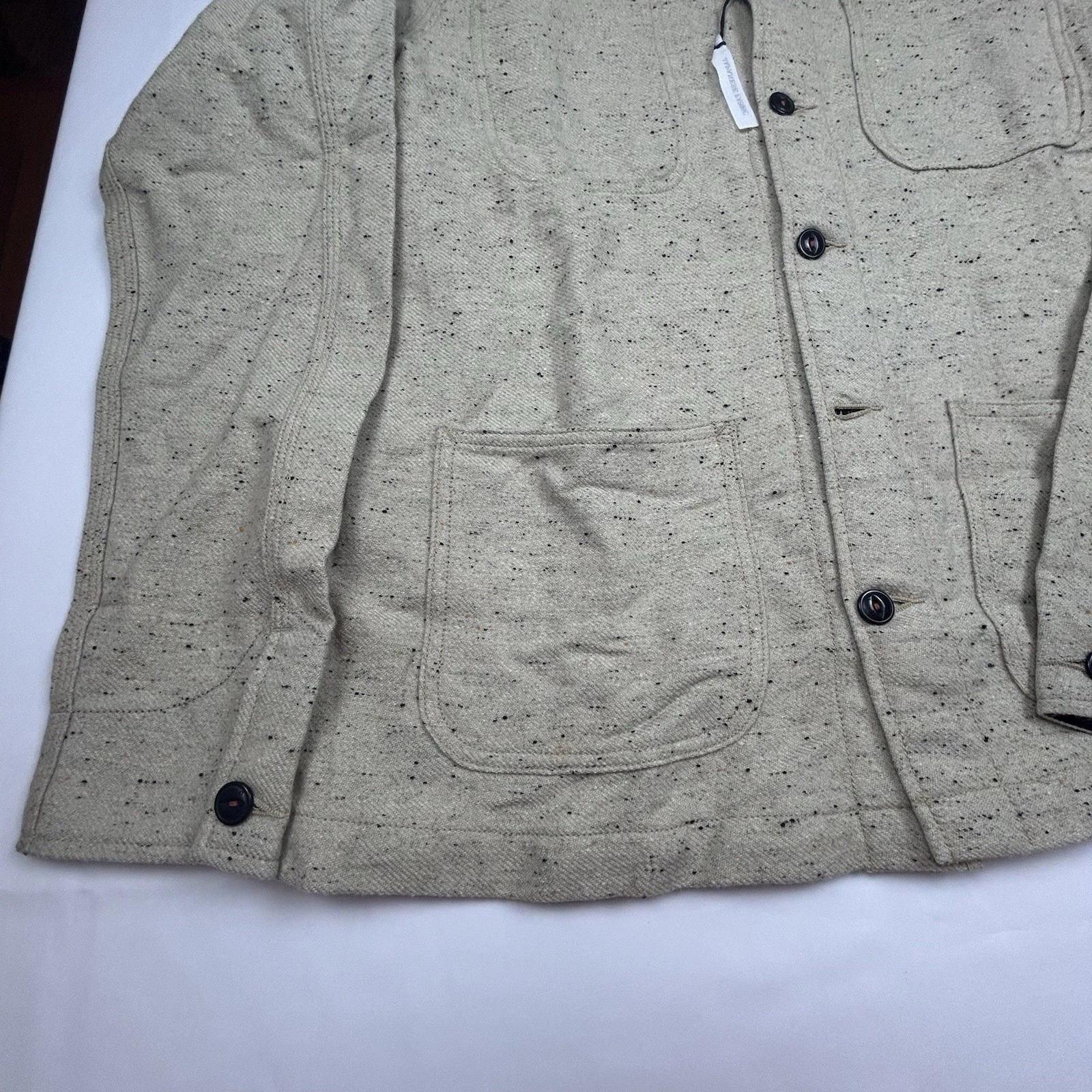 Kato by Hiroshi Kato Chore Jacket Speckled Wool Ivory Size XL USA NWT image 3