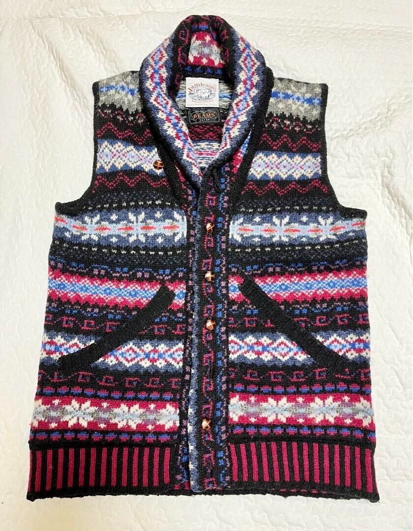 Jamieson's × BEAMS PLUS special order shawl knit vest size S Jamieson's × BEAMS PLUS special order shawl knit vest size S