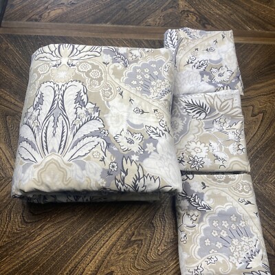Pottery Barn Celeste Damask Organic King Cali King  Duvet Cover + 3 Euro Shams