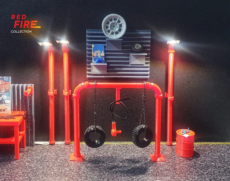 Red Fire. Collection of garage furniture. Scale 1:18. Auto service furniture. - Image 4 of 4