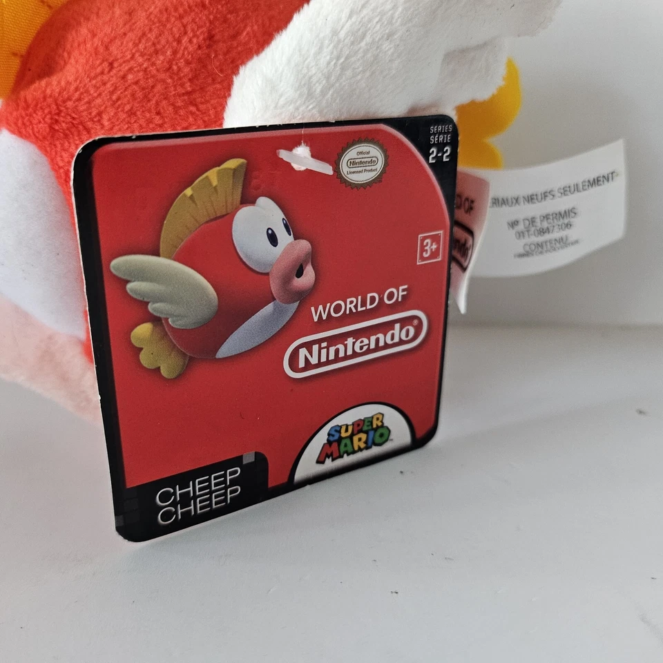 SUPER MARIO CHEEP CHEEP PLUSH 4" JAKKS PACIFIC WORLD OF NINTENDO NWT SERIES 2-2 - Image 2 of 4
