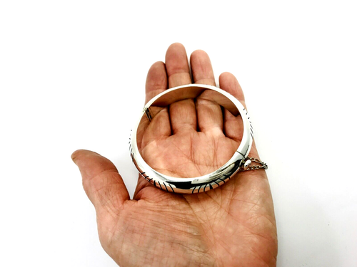 Brazalete con bisagras de plata esterlina 925 mexicano Taxco. 7,3" / 18,5 cm, 34 g - Imagen 9 de 12