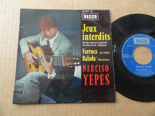 DISQUE 45T BANDE SONORE ORIGINALE DU FILM " JEUX INTERDITS " PAR