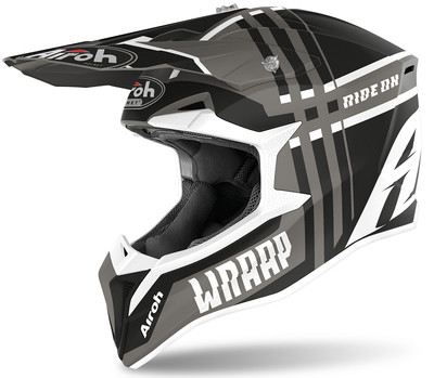 Motorcycle Cross Enduro Helmet Airoh Wraap Broken Matte Anthracite Size XS