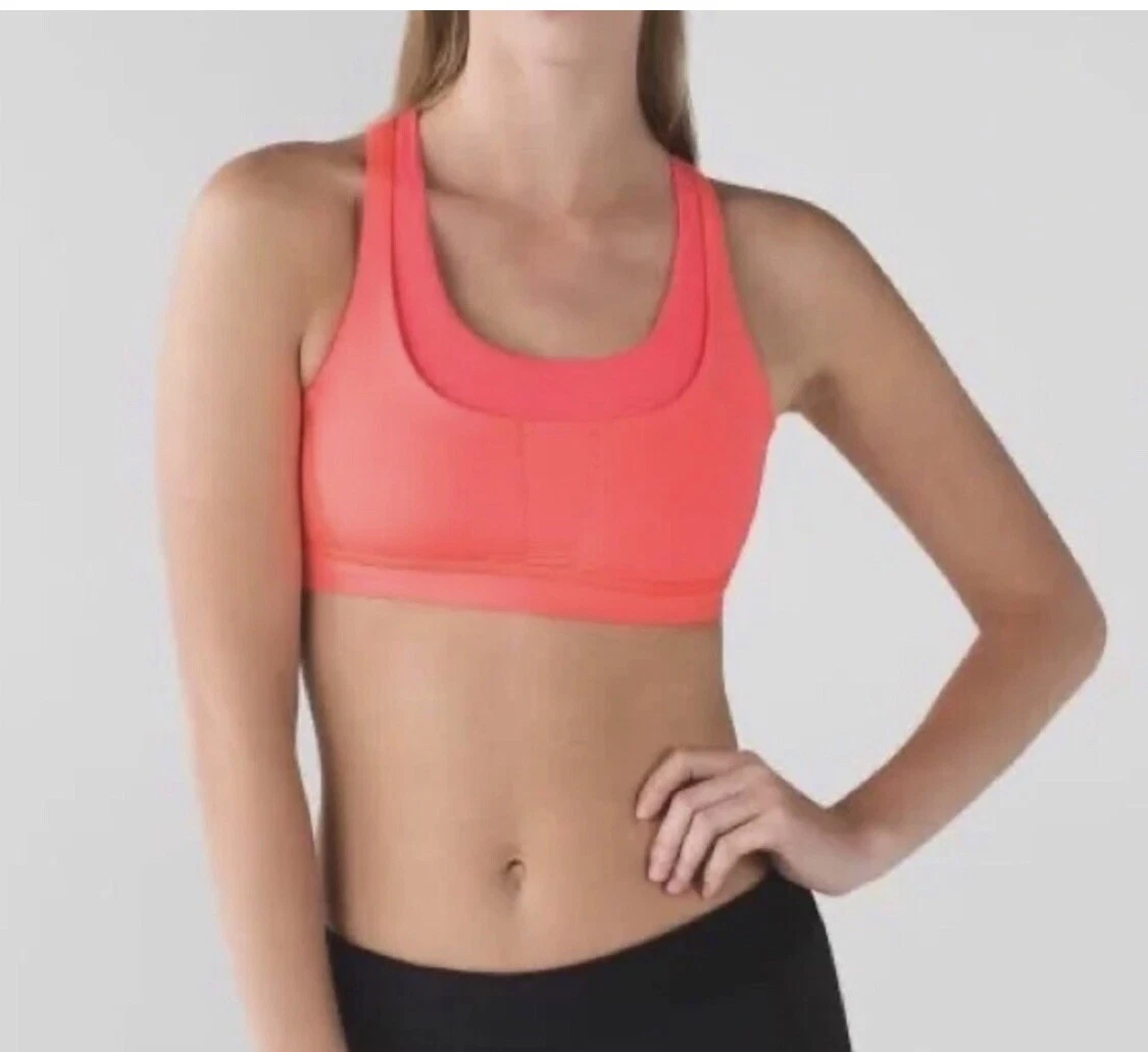 LULULEMON Run Stuff Your Bra II Orange Size 6 Crossback Yoga Running Gym