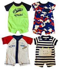 Carters Baby Boy 0/3 Months Outfits Rompers Clothes Lot Bundle Summer Trouble
