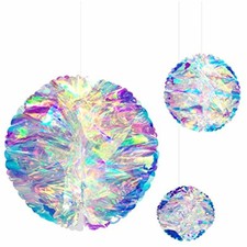 Nicrolandee Hanging Decorations Iridescent Honeycomb Ball Foil