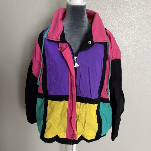 Retro Color Block Jacket Casual Isle Vintage 80s Retro Large Color block Jacket | eBay