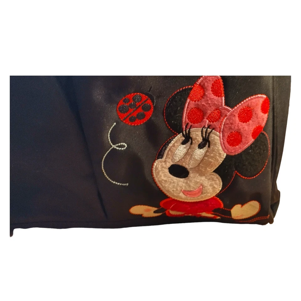 DISNEY BABY DIAPER SHOULDER BAG MINNIE MOUSE BLACK & WHITE POLKA DOT LARGE TOTE - Image 2 of 4