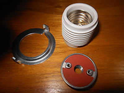 New Medium Base Threaded Porcelain Socket With Metal Ring Model D86 By ADL