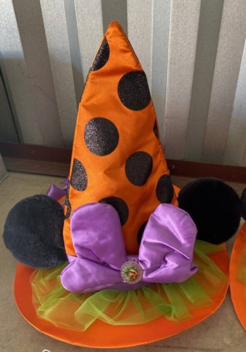 Disney Parks Halloween Minnie Mouse Ears Orange Polka-dot Witch Hat Youth NEW