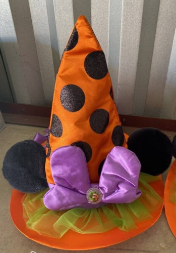 Disney Parks Halloween Minnie Mouse Ears Orange Polka-dot Witch Hat Youth NEW - Picture 1 of 11