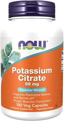 NOW Foods Potassium Citrate 99 Mg, Supports Electrolyte Balance 180 Veg Capsules