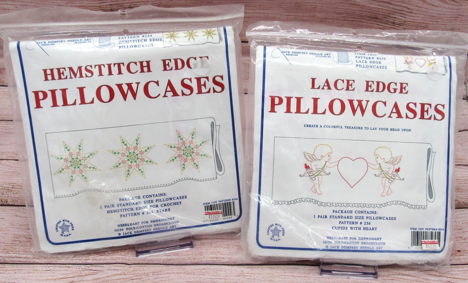 Pillowcases to EMBROIDER Jack Dempsey Needle Art Hemstitch + Lace Edge