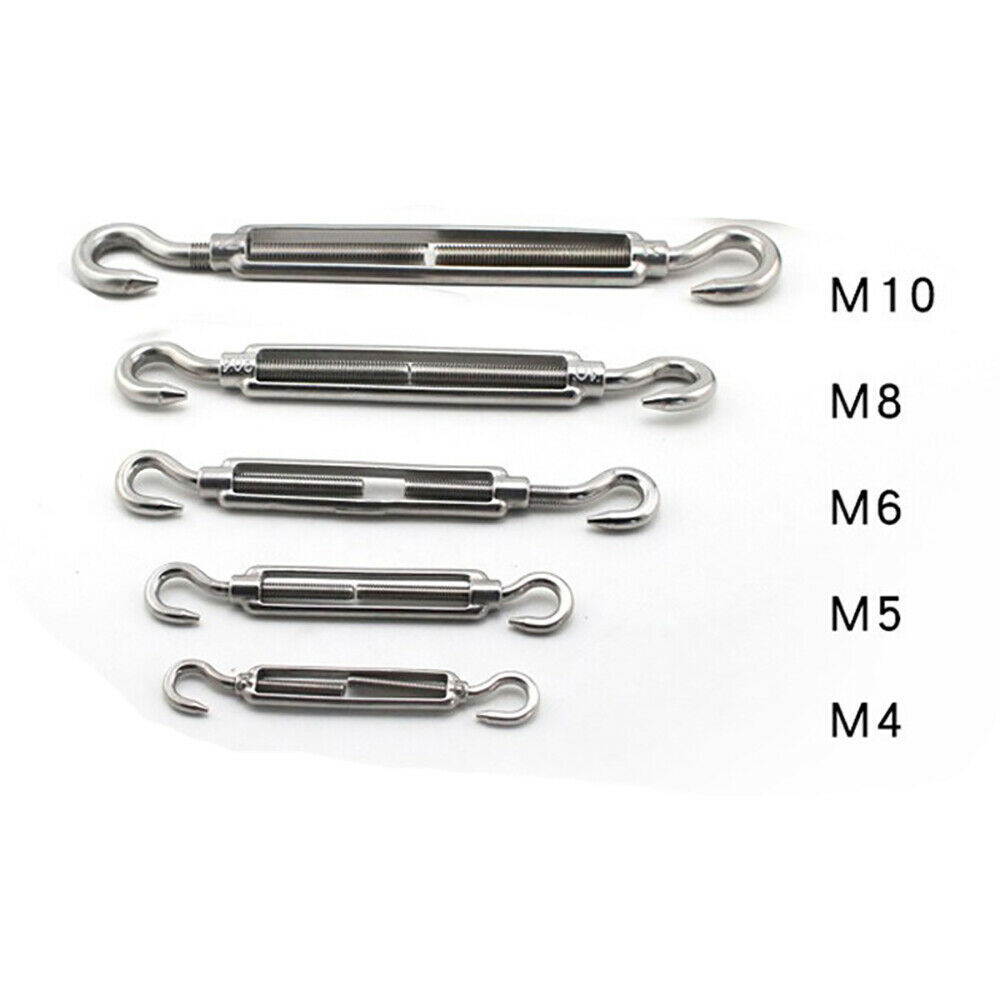 Wire Turnbuckles Stainless Steel 304 Wire Tension Turnbuckles - M4 Hook Eye Strainer Set Of 4 Marine Turnbuckles