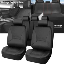 for Honda Civic Sedan Coupe PU Leather Auto Car Seat Covers Full Set Black