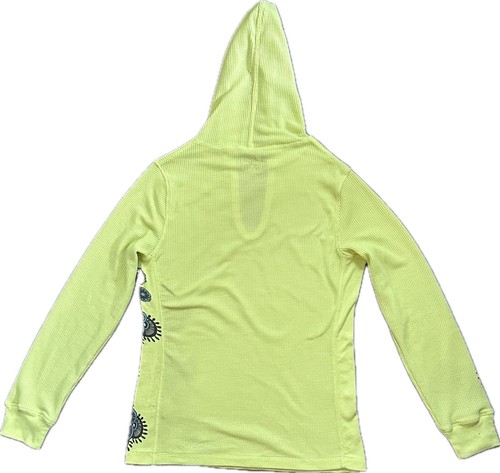 Title Nine Long Sleeve Waffle Thermal Hoodie Top Shirt Lime Green Size Medium - Picture 3 of 3
