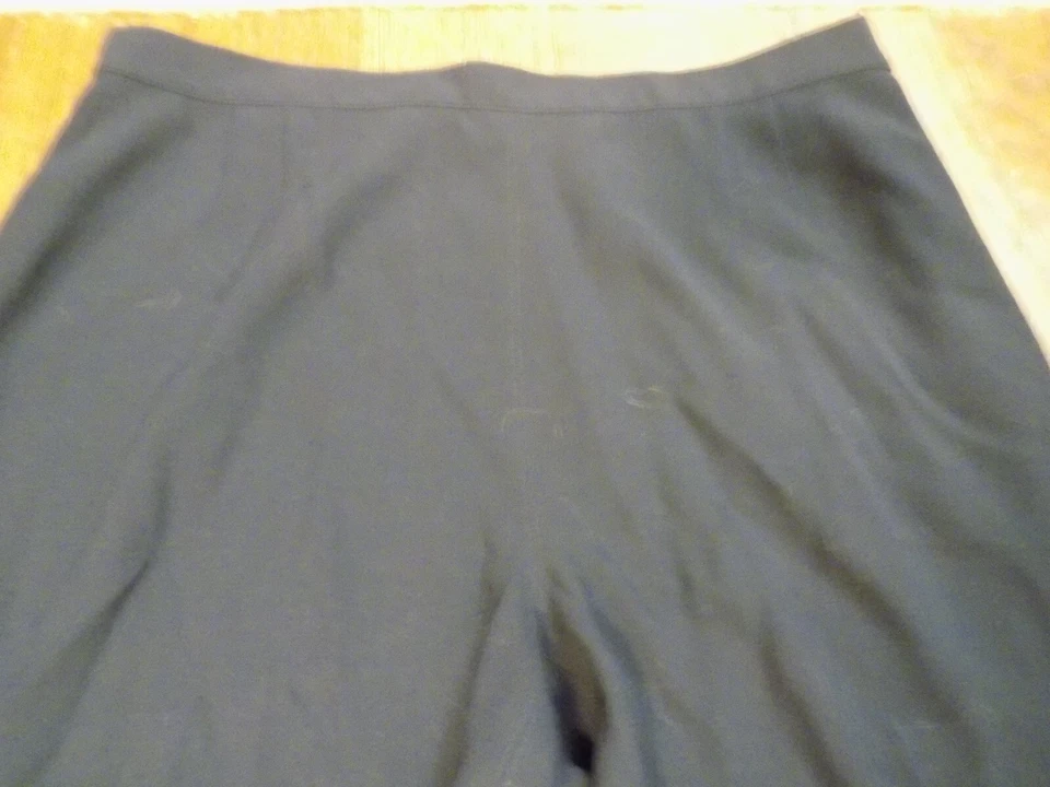 Pantalones MARINA RINALDI Talla 23 100% Lana Azul Marino Oscuro Carrera Informal 34"x27" Cremallera Lateral Foto 2 de 4