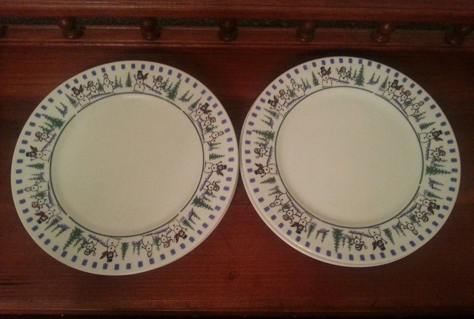 4 platos de postre Libbey vajilla muñeco de nieve y pinos ensalada almuerzo  Foto 3 de 4