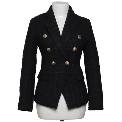 Blazer, taille : M, noir, coton/polyester, carreaux, tweed, femmes #96Y - Photo 1/4