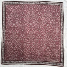 Vintage Handkerchief Dark Red Cotton Folklore Pattern Classic Pocket Square 18"