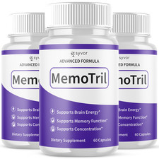  3 Pack Memo Tril Nootropic Natural Formula Brain Supplement MemoTril 180 Caps