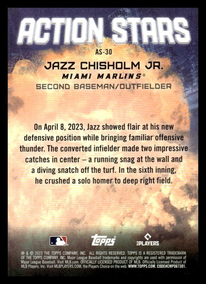 2023 Topps Action All Stars Jazz Chisholm Jr - Image 2 of 2
