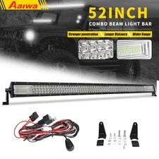 Roof 52'' inch LED Light Bar Spot Flood Combo Driving Offroad For Jeep Truck SUV