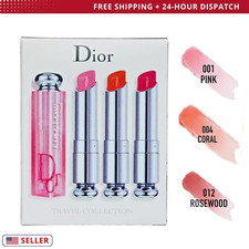 DIOR Addict Lip Glow Trio Pink 001 Coral 004 Rosewood 012 Travel Collection New