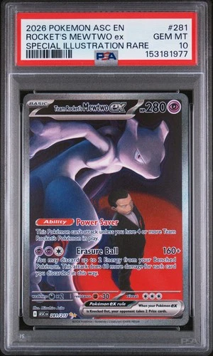 2026 POKEMON ASC SPECIAL ILLUSTRATION RARE #281 TEAM ROCKET'S MEWTWO EX PSA 10