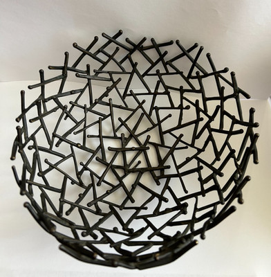 Michael Aram signed Scattered Thatch Nest Twig Bronze Brass Metal Bowl 8 inch 