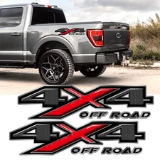 For Ford F150 Carbon Fiber Style 4X4 Off Road Rear Trunk Side Decal Stickers 2X
