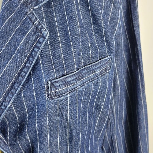Blazer vintage Lizwear Liz Claiborne denim a righe lungo multi bottoni davanti taglia 6 - Foto 2 di 12