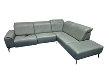 Polinova Ecksofa N3485L Echtleder Vivre opal blau-grün, Kaltschaum, Relax