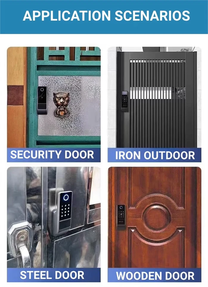 Smart Rim Door Lock Outdoor Tuya WiFi Waterproof Biometric Double Fingerprint US - Image 3 of 4