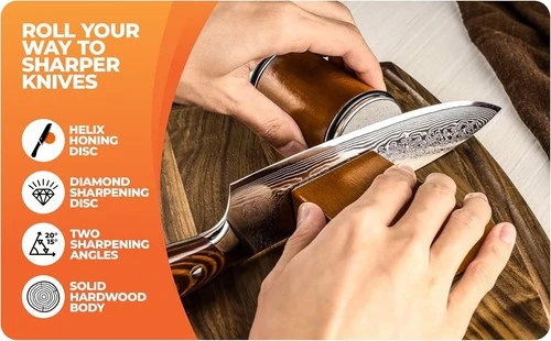 Rolling Knife Sharpener | Easy Knife Sharpening Tool for Kitchen | 15° & 20° Adj - Picture 7 of 7