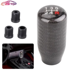 Universal 5 Speed Black Real Carbon Fiber Manual Gear Shift Knob Shifter Lever