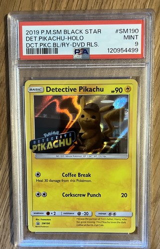 2019 DETECTIVE PIKACHU POKEMON SUN & MOON BLACK STAR PROMO #SM190 PSA 9 Karte