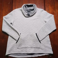 RBX Quilted Pullover Sweater Cowlneck Turtleneck Drawstring Gray Womens Size XL