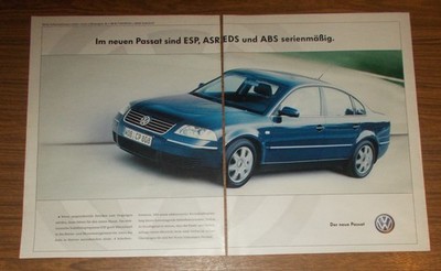 Seltene Werbung Volkswagen VW PASSAT - ESP ASR EDS ABS serienmäßig 2001
