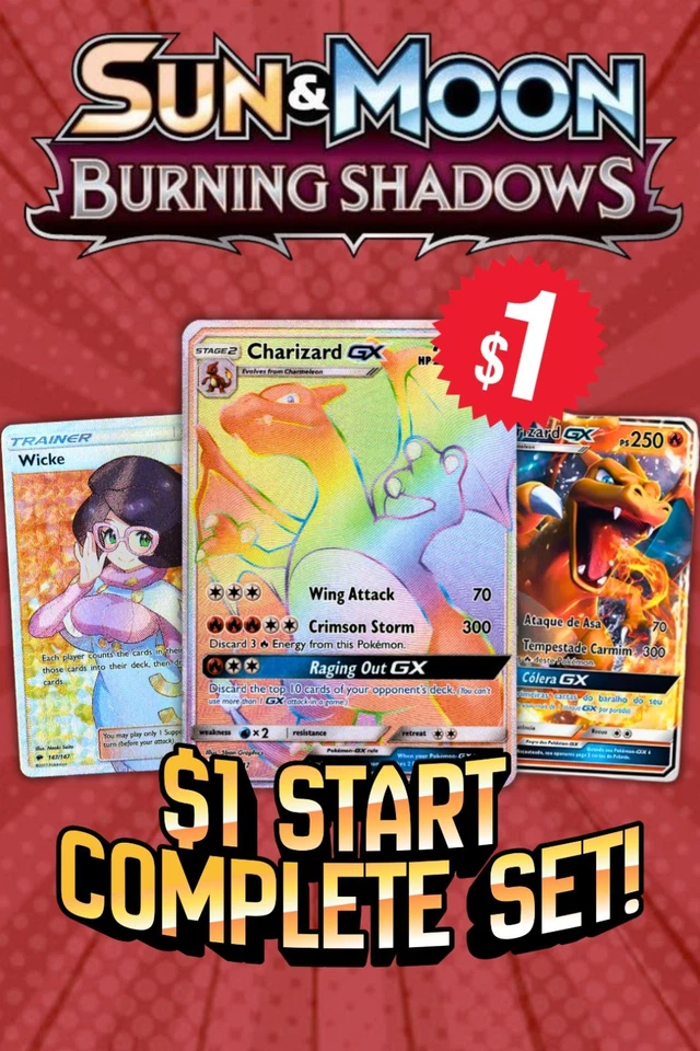 🔥🔥BURNING SHADOWS COMPLETE SET AUCTION!🔥$1 Starts on MASTERSET PLUS MORE