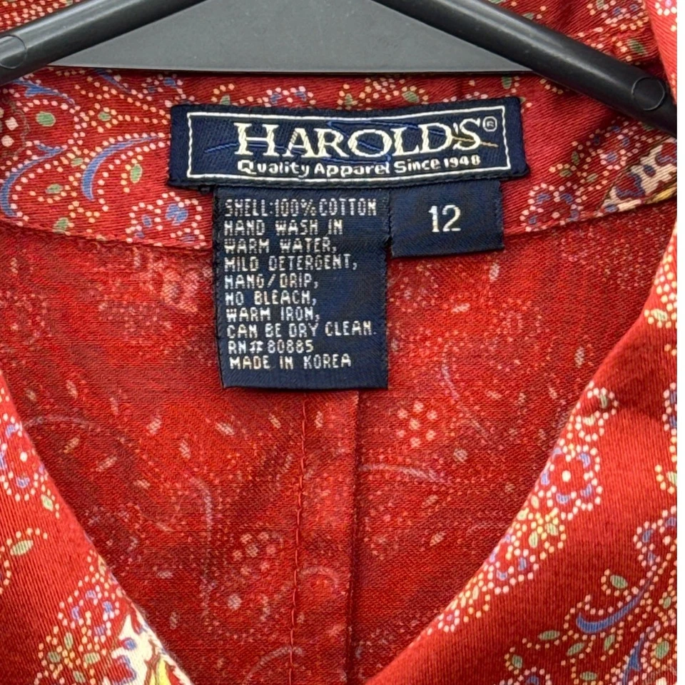 Camisa Harolds roja floral cachemira sin mangas con cuello abotonado para mujer 12 Foto 4 de 4
