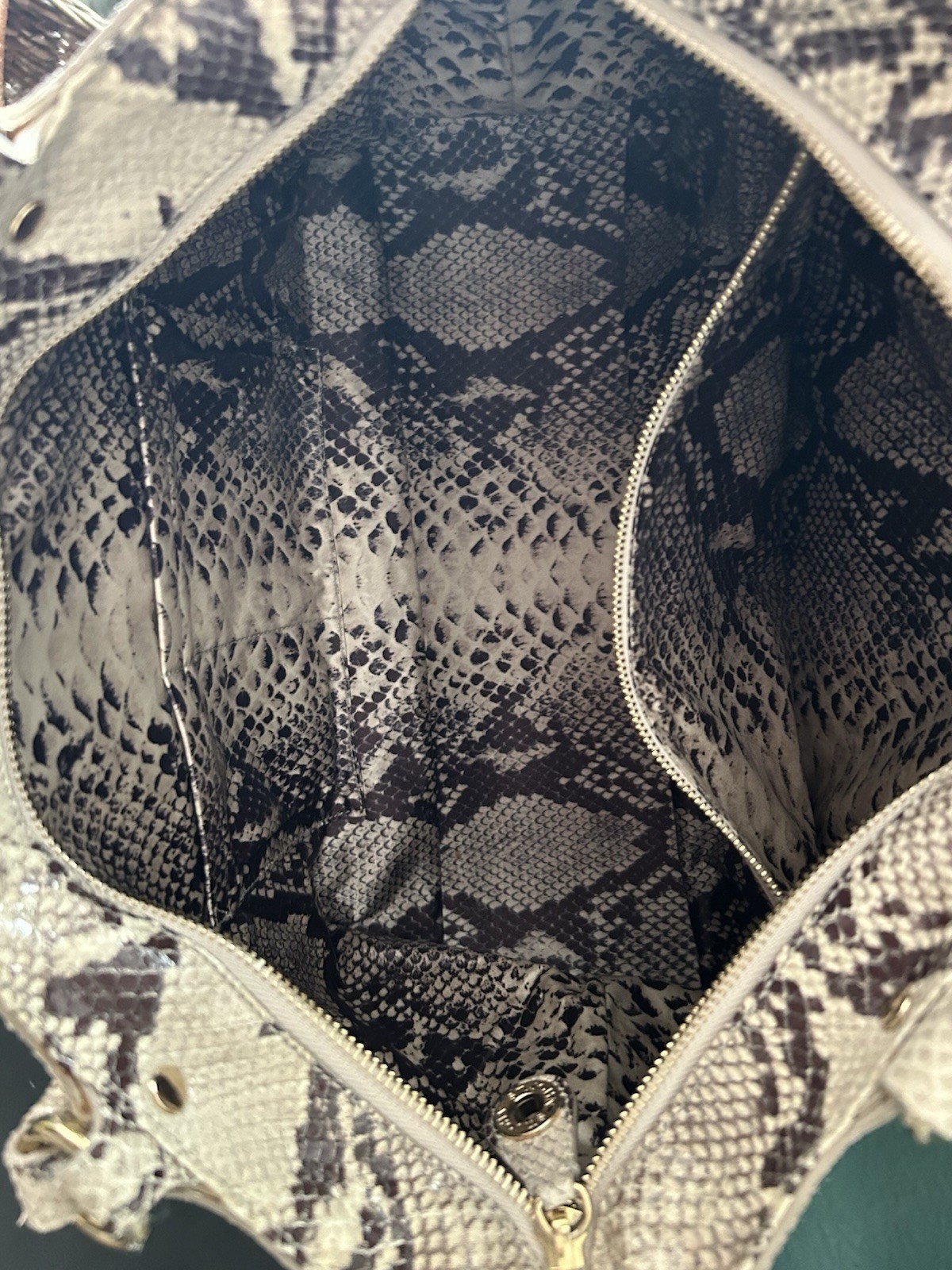 St John PYTHON Snakeskin Tote Handbag 16"x10"x6" … - image 7