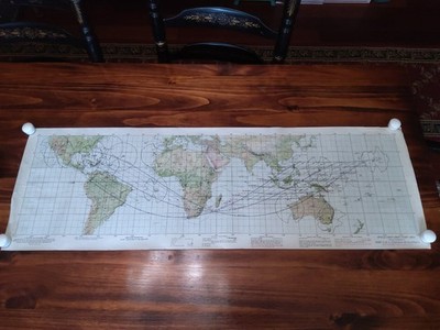 Vintage 1968 Apollo 8 Earth Orbit Chart AEO 1st Edition, Sheet 3 NASA 41'' X 12'' 