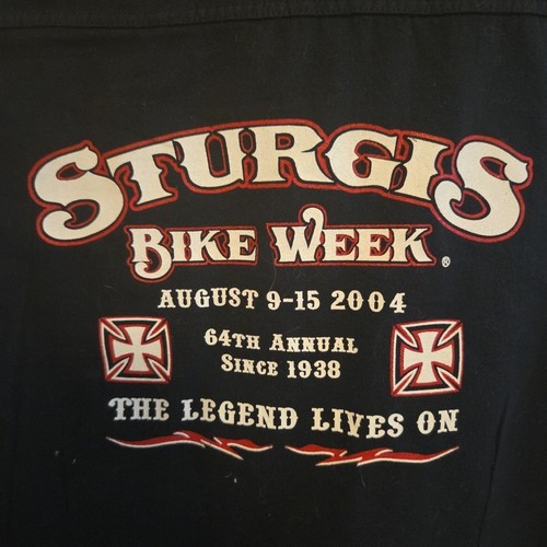 Medium Harley Biker Design Sturgis Bike Week 2004 Cropped Shirt Tie Waist - Picture 6 of 7
