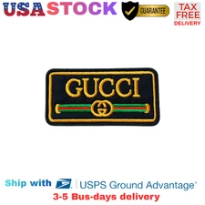 Gucci Embroidered Patch Logo Badge Iron On/Sew On Designer Fashion 4" USA