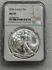 2016 SILVER EAGLE NGC MS 70 ~~ BROWN LABEL  ~~ NO SPOTS ~~ PRISTINE   (081)
