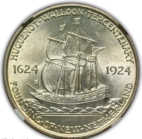 1924 Huguenot Silver Commemorative Half Dollar NGC MS-66 CAC- Lusterous - Image 3 of 4