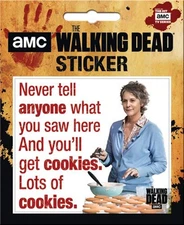 The Walking Dead Carol Baking Cookies, Never Tell Anyone Peel Off Sticker Decal