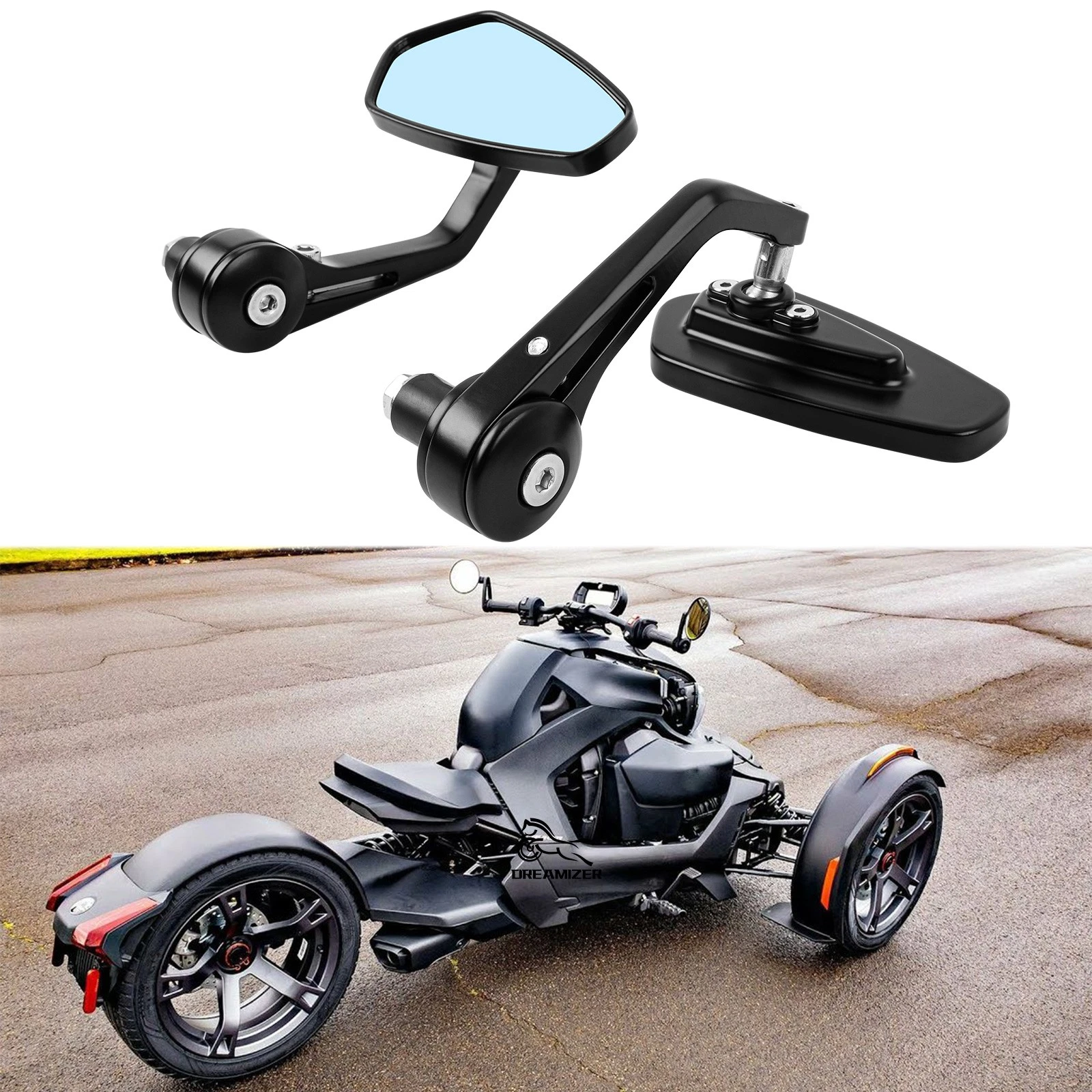 7/8" 22mm Handlebar Bar End Rearview Mirrors For Can Am Ryker 600 900 Ace Rally